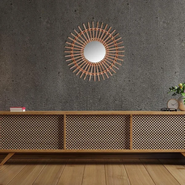 Other Miroir En Bois Boho Dans Un Cadre En Bois, Rond 50 Cm REMISE 3