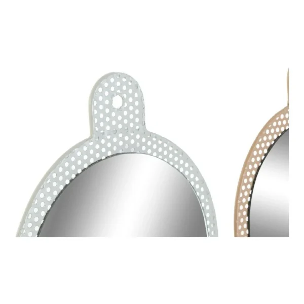 Neuve avec étiquette Miroir Mural DKD Home Decor Blanc Rose Métal Verre (2 Pcs) (22 X 1.5 … 3