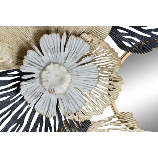 Miroir Mural DKD Home Decor Verre Noir Doré Métal Blanc Feuille D’un… économies garanties 3