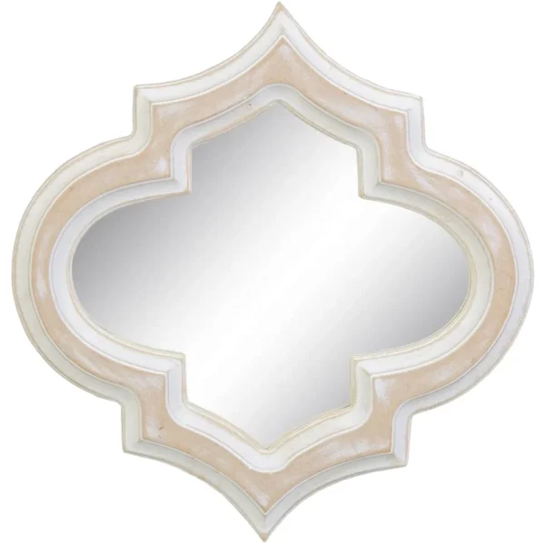 fashioniable SANS MARQUE Miroir Mural En Bois Patiné Blanc 1