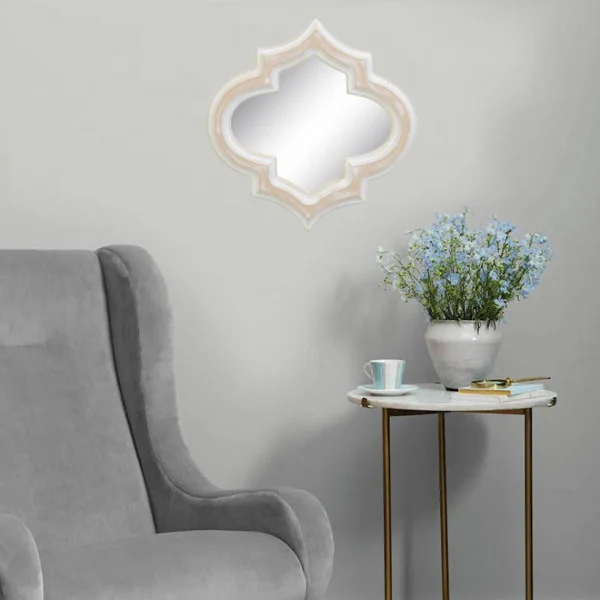 fashioniable SANS MARQUE Miroir Mural En Bois Patiné Blanc 4