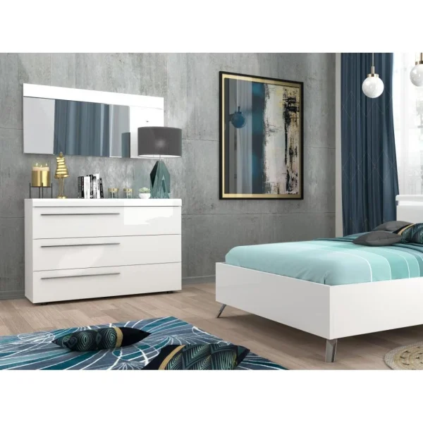 Vente-unique Miroir Mural Avec 3 Patères – L. 120 X H. 60 – Blanc – NIKLOS mode 3