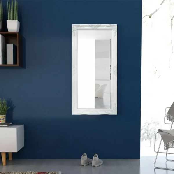 SANS MARQUE Miroir Mural Style Baroque 120 X 60 Cm Blanc – Blanc REMISE allant jusqu. 4