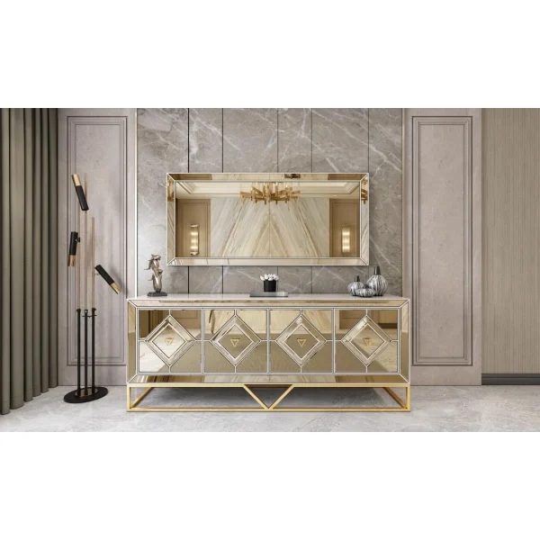 soldes pas cher Vivenla Miroir Pour Bahut Design Bronze Fumé 176.5 X 5 X 71.5cm Collection L… 6