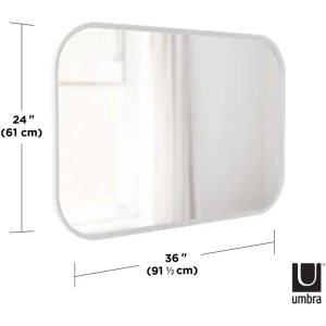 Umbra Miroir Rectangulaire Rebord Caoutchouc 61 X 91 Cm Hub Blanc. pas cher en ligne 10