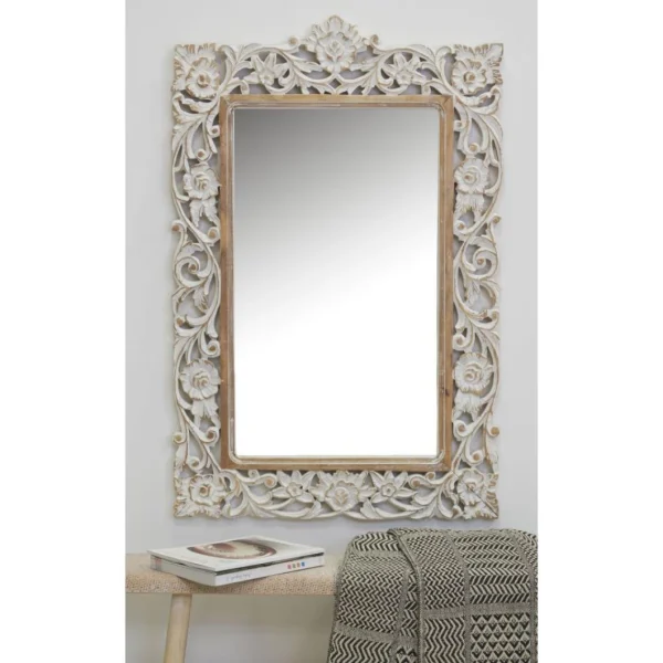 Aubry Gaspard Miroir Sculpté En Manguier Blanchi. mode tendance 3
