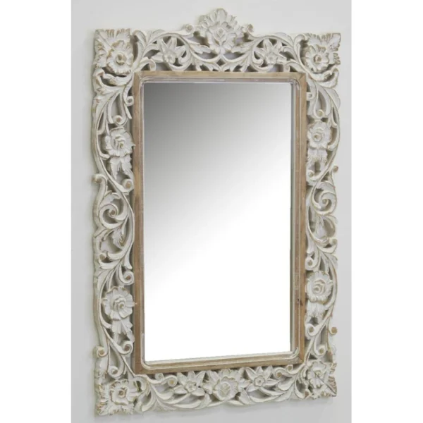 Aubry Gaspard Miroir Sculpté En Manguier Blanchi. mode tendance 4