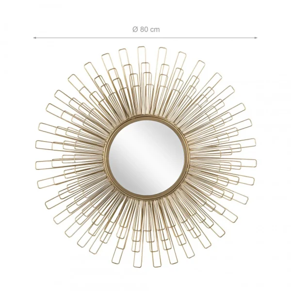 vente en ligne WOMO-DESIGN Miroir Soleil Doré Cadre Métallique Design Décoratif Bogota 80 Cm W… 4