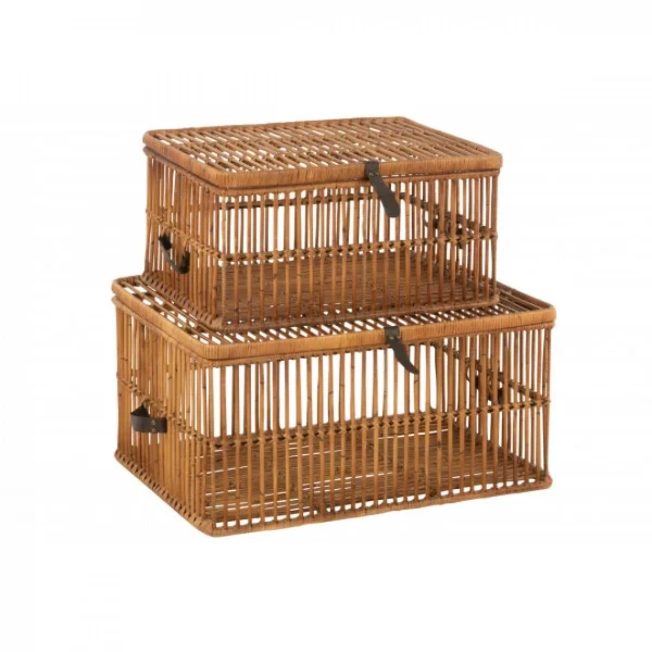 Dansmamaison Set De 2 Coffre Rotin Miel Jaune – L 77 X L 57 X H 39 Cm Satisfait ou Remboursé 4