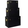 grande promotion The Home Deco Factory Set De 3 Malles Décoratives Noires Et Dorées. 16