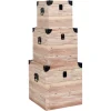 The Home Deco Factory Set De 3 Malles Impression Lames De Bois. soldes de Noël 16