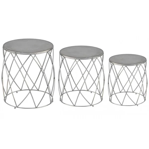 boutique paris MENZZO Set De 3 Tabourets Lidie Nickel 1