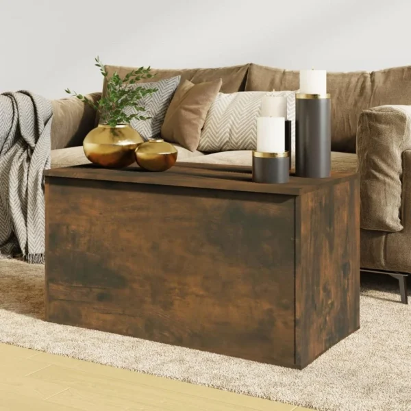 VidaXL Coffre De Rangement Chêne Fumé 84x42x46 Cm Bois D’ingénierie marque pas cher 1