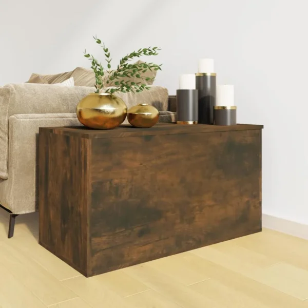 VidaXL Coffre De Rangement Chêne Fumé 84x42x46 Cm Bois D’ingénierie marque pas cher 4