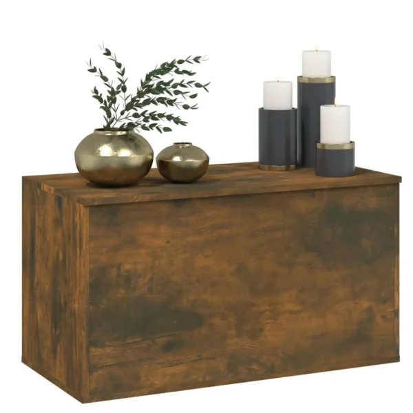 VidaXL Coffre De Rangement Chêne Fumé 84x42x46 Cm Bois D’ingénierie marque pas cher 5