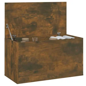 VidaXL Coffre De Rangement Chêne Fumé 84x42x46 Cm Bois D’ingénierie marque pas cher 15