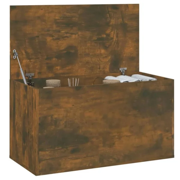VidaXL Coffre De Rangement Chêne Fumé 84x42x46 Cm Bois D’ingénierie marque pas cher 6
