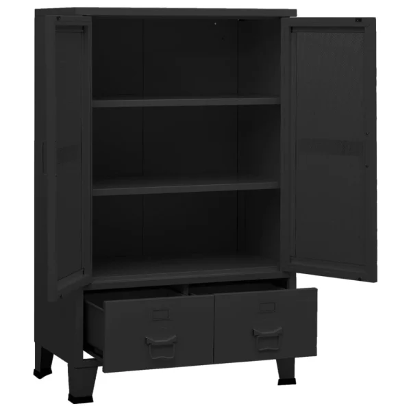 VidaXL Coffre De Rangement Industriel Noir 70x40x115 Cm Métal outlet 6
