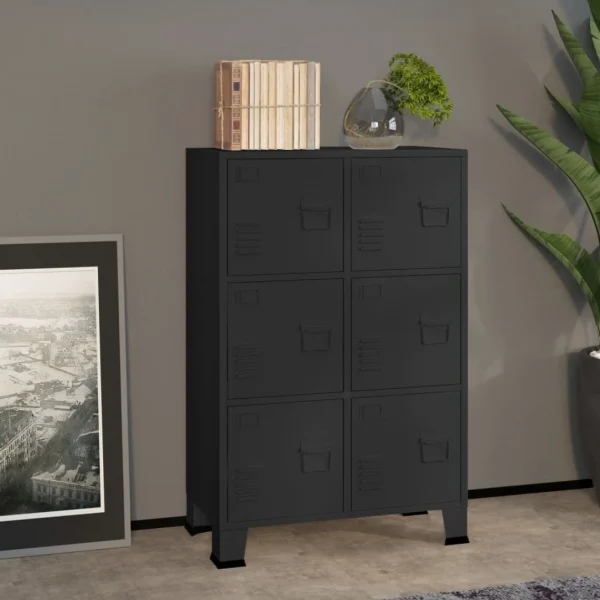 VidaXL Coffre De Rangement Industriel Noir 75x40x115 Cm Métal soldes magasin 1