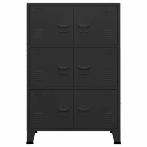 VidaXL Coffre De Rangement Industriel Noir 75x40x115 Cm Métal soldes magasin 9