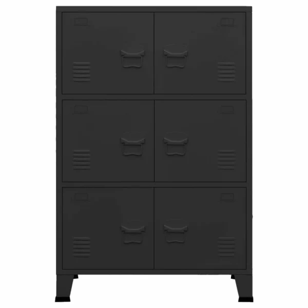VidaXL Coffre De Rangement Industriel Noir 75x40x115 Cm Métal soldes magasin 3