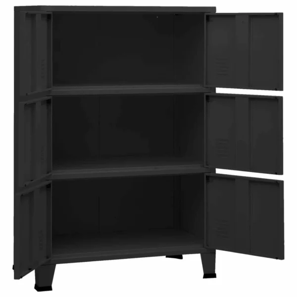 VidaXL Coffre De Rangement Industriel Noir 75x40x115 Cm Métal soldes magasin 6