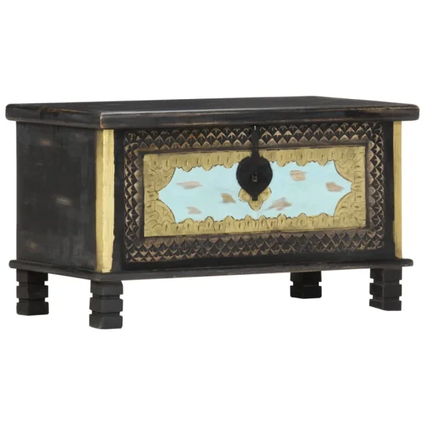 VidaXL Coffre De Rangement Noir 80x40x45 Cm Bois De Manguier Massif livraison la plus rapide 1