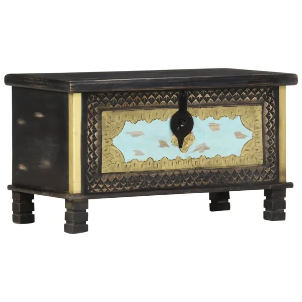 VidaXL Coffre De Rangement Noir 80x40x45 Cm Bois De Manguier Massif livraison la plus rapide 4