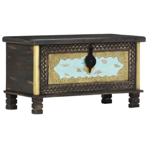 VidaXL Coffre De Rangement Noir 80x40x45 Cm Bois De Manguier Massif livraison la plus rapide 5