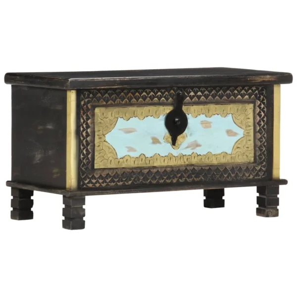 VidaXL Coffre De Rangement Noir 80x40x45 Cm Bois De Manguier Massif livraison la plus rapide 6