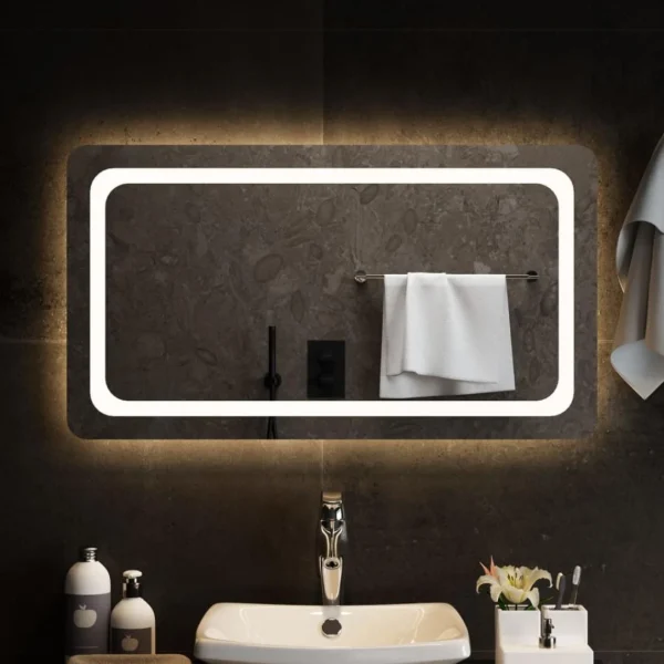 qualité d’originales VidaXL Miroir De Salle De Bain à LED 90×50 Cm 1