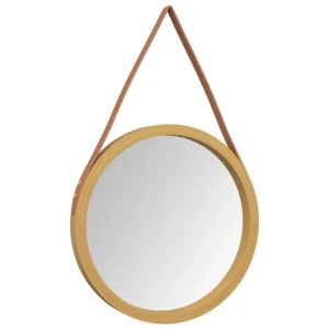 aux meilleurs prix VidaXL Miroir Mural Avec Sangle Doré Ø 45 Cm 9