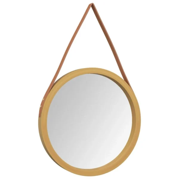 aux meilleurs prix VidaXL Miroir Mural Avec Sangle Doré Ø 45 Cm 3