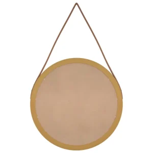 aux meilleurs prix VidaXL Miroir Mural Avec Sangle Doré Ø 45 Cm 11