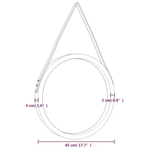 aux meilleurs prix VidaXL Miroir Mural Avec Sangle Doré Ø 45 Cm 15