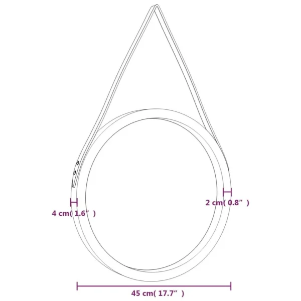 aux meilleurs prix VidaXL Miroir Mural Avec Sangle Doré Ø 45 Cm 6