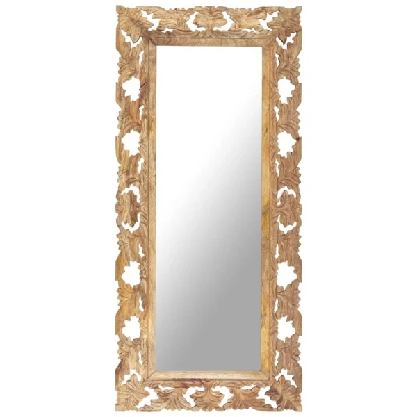 Boutique officielle VidaXL Miroir Sculpté à La Main Marron 110×50 Cm Bois De Manguier 1