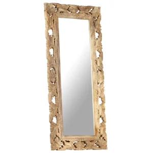 Boutique officielle VidaXL Miroir Sculpté à La Main Marron 110×50 Cm Bois De Manguier 9