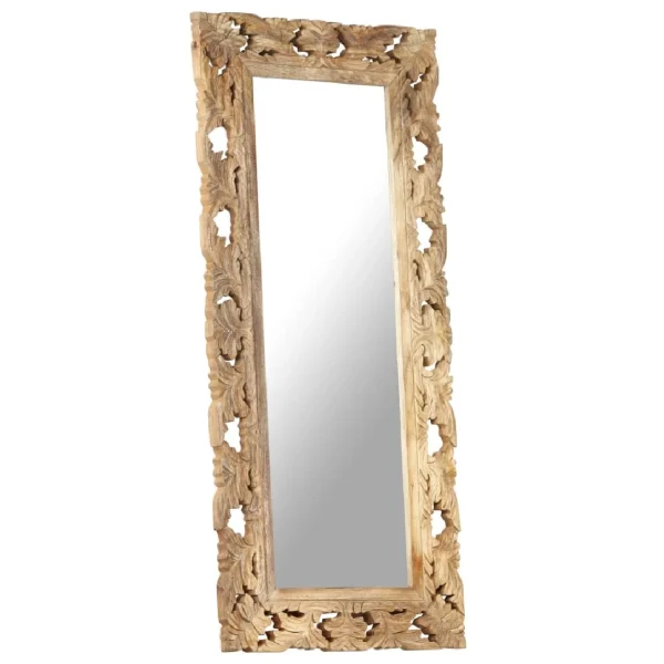 Boutique officielle VidaXL Miroir Sculpté à La Main Marron 110×50 Cm Bois De Manguier 3