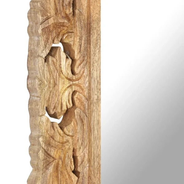 Boutique officielle VidaXL Miroir Sculpté à La Main Marron 110×50 Cm Bois De Manguier 6